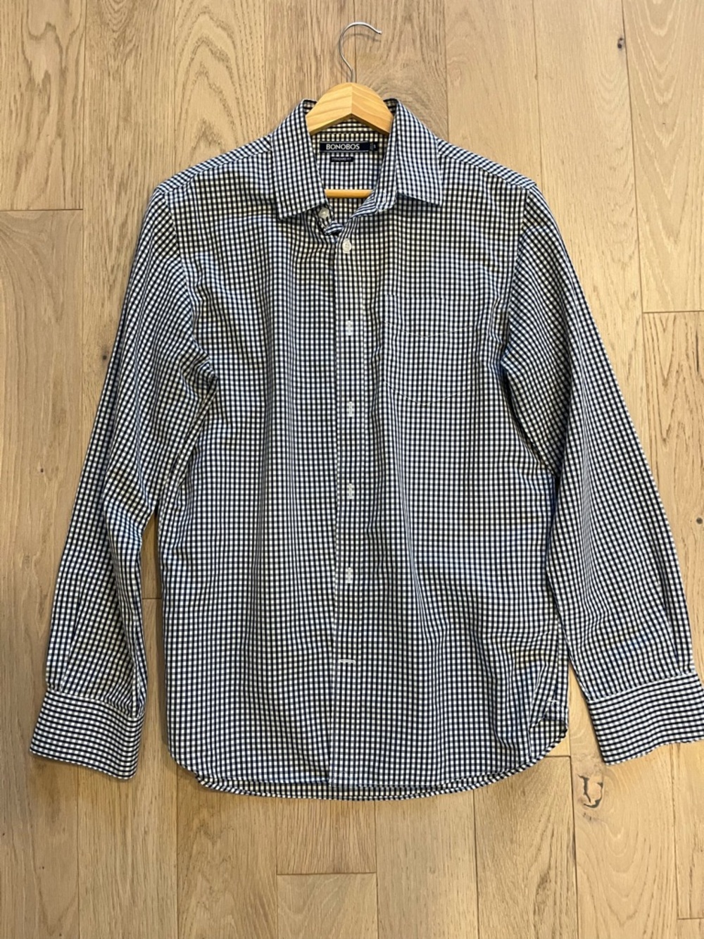 Bonobos Standard Fit Gingham Dress Shirt — Size Small — Navy White